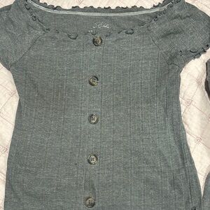 Juice Gray Button-Up Top